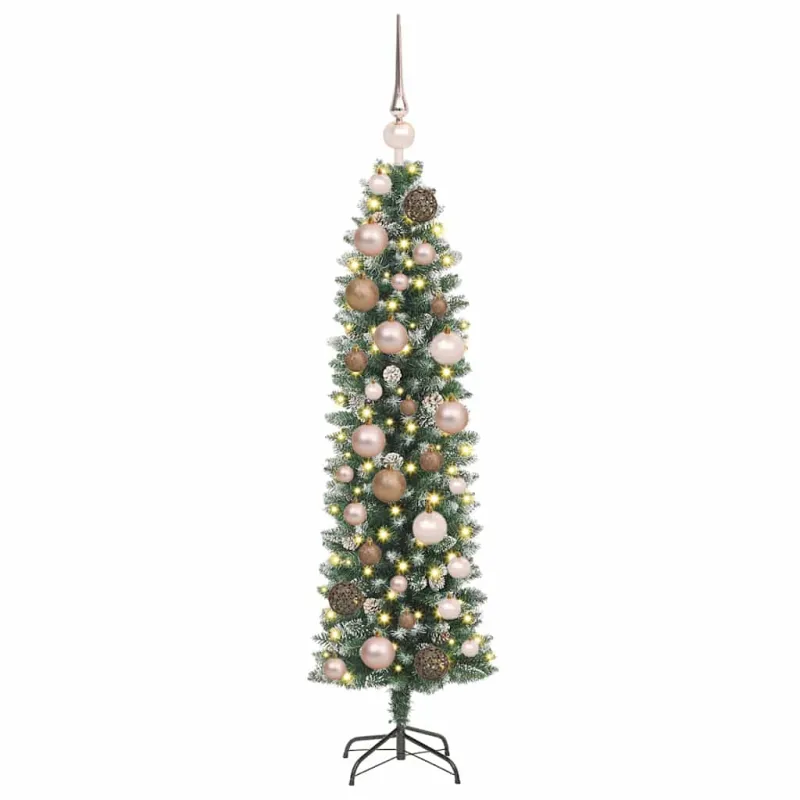 Dirbtinis lieknas Kalėdų medis su 150 LED Žalia ir balta 120 cm