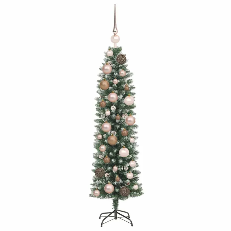 Dirbtinis lieknas Kalėdų medis su 150 LED Žalia ir balta 120 cm