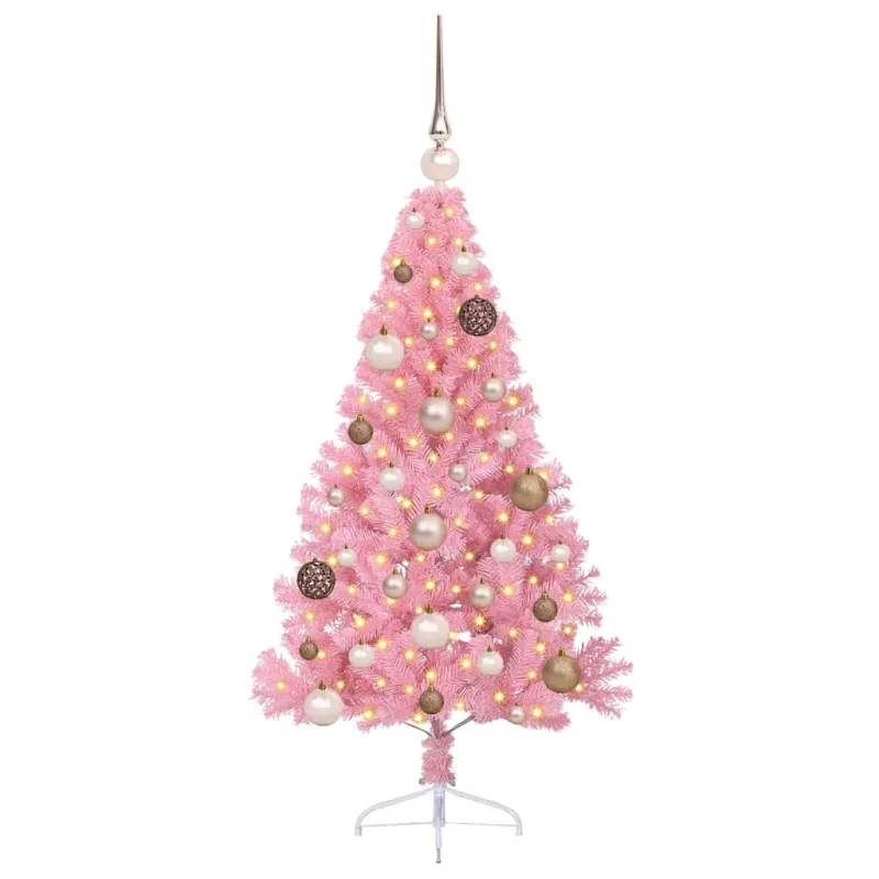 Dirbtinis prieššventinis eglutė su šviesomis Rožinė 120 cm PVC