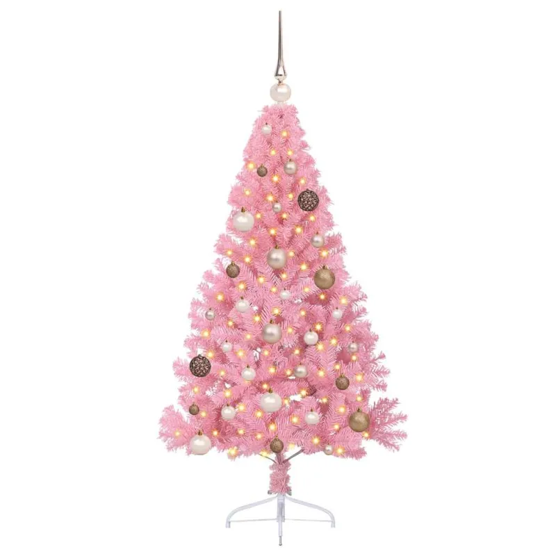 Dirbtinis prieššventinis eglutė su šviesomis Rožinė 150 cm PVC