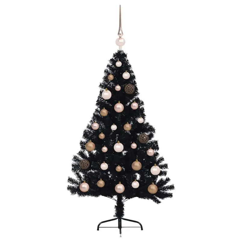 Dirbtinis prieššventinis eglutė su šviesomis Juoda 120 cm PVC