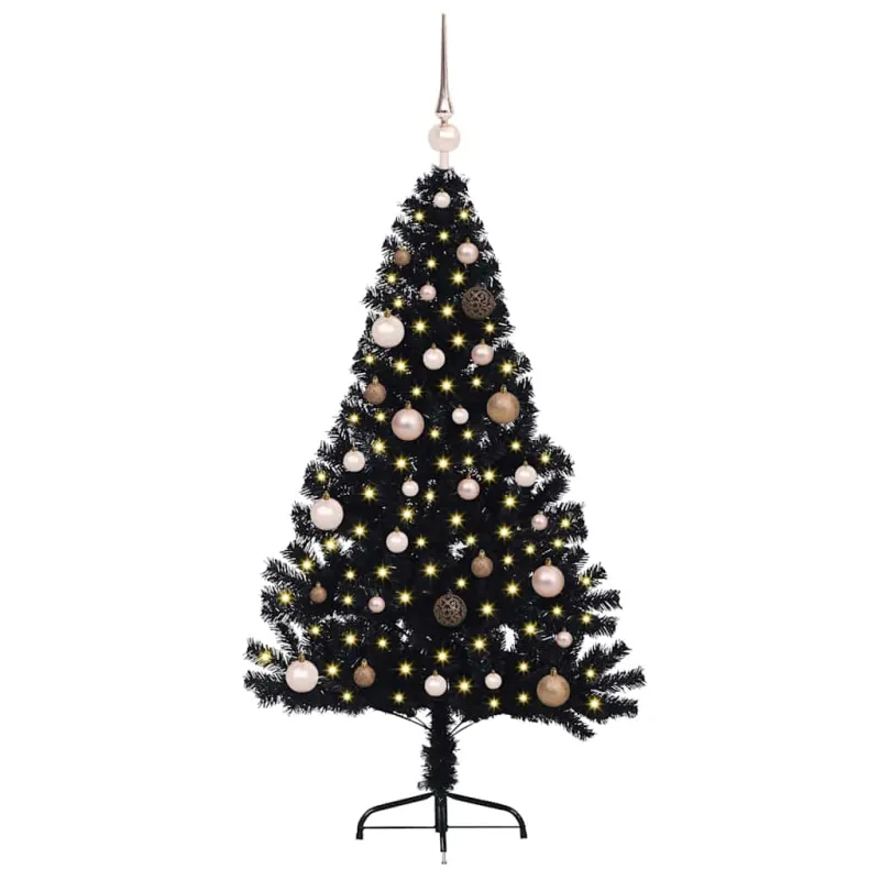 Dirbtinis prieššventinis eglutė su šviesomis Juoda 150 cm PVC