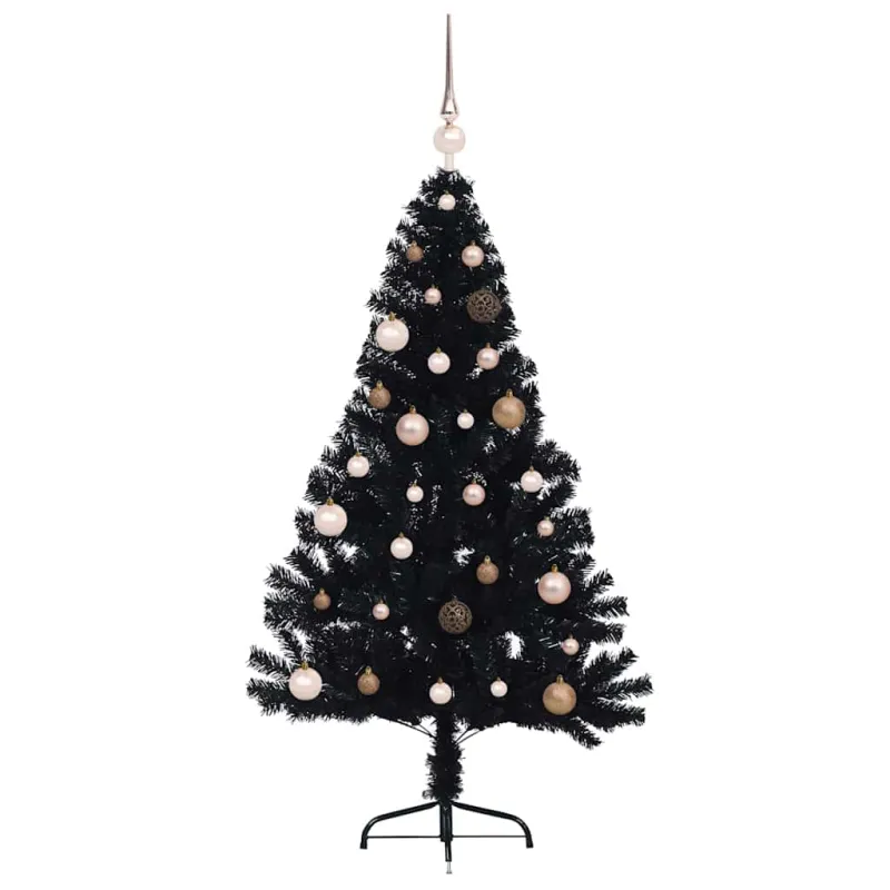 Dirbtinis prieššventinis eglutė su šviesomis Juoda 150 cm PVC