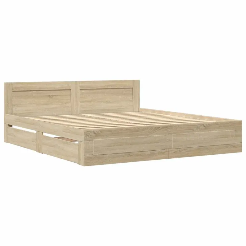 Lovos rėmas 2 pcs Sonoma 193 x 203 cm Apdirbta mediena