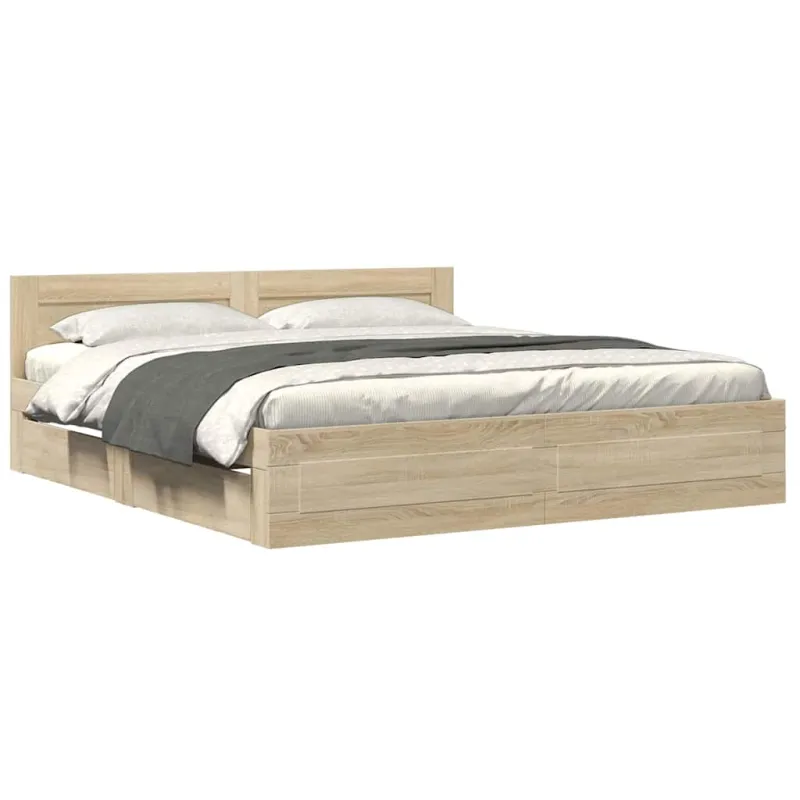 Lovos rėmas 2 pcs Sonoma 193 x 203 cm Apdirbta mediena