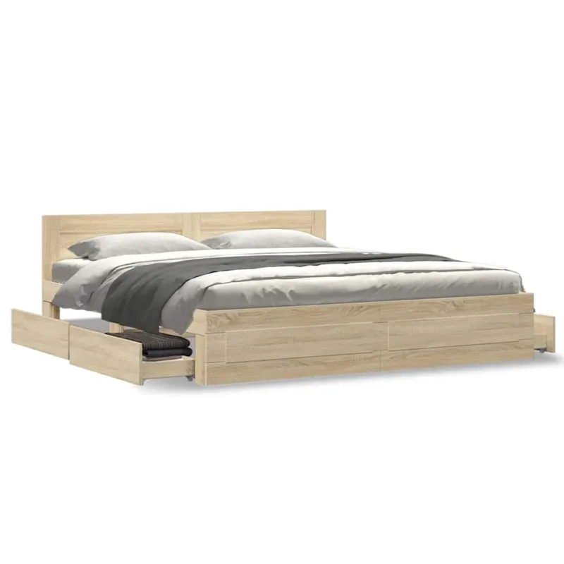 Lovos rėmas 2 pcs Sonoma 193 x 203 cm Apdirbta mediena