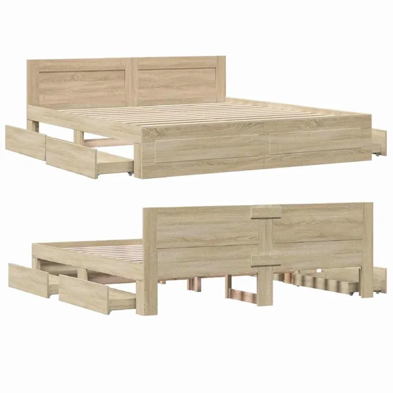 Lovos rėmas 2 pcs Sonoma 193 x 203 cm Apdirbta mediena