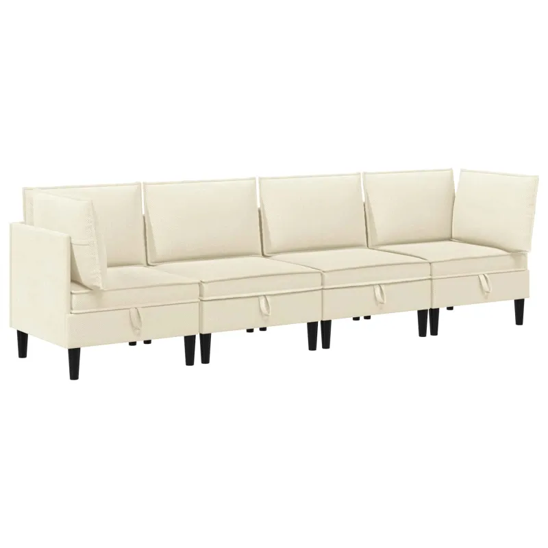 Svetainės baldų komplektas 4 pcs Kreminė Audinys
