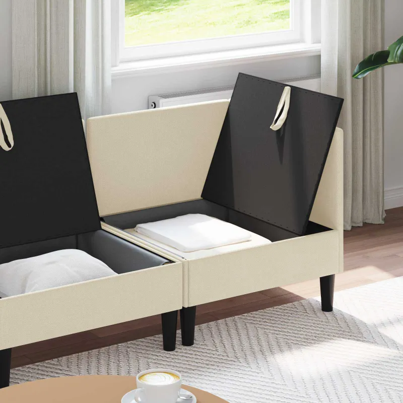 Svetainės baldų komplektas 4 pcs Kreminė Audinys