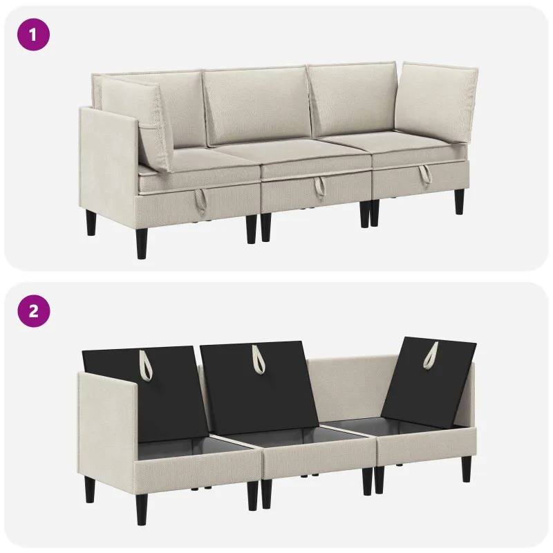 Svetainės baldų komplektas 3 pcs Avižinė Audinys