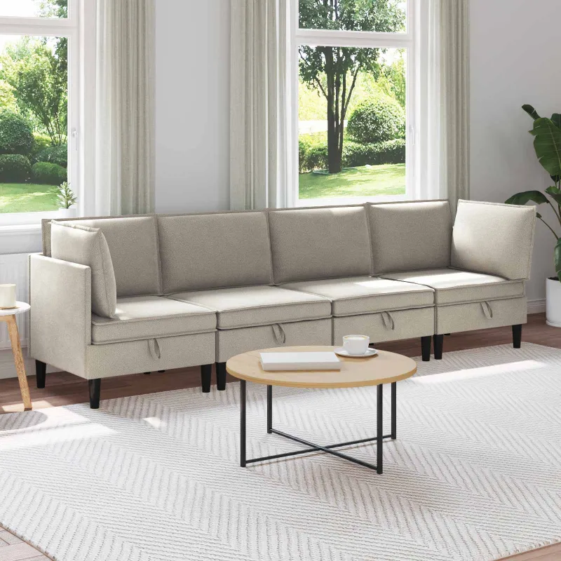 Svetainės baldų komplektas 4 pcs Avižinė Audinys