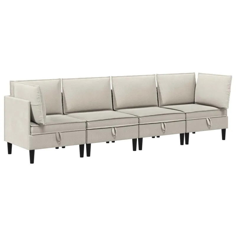 Svetainės baldų komplektas 4 pcs Avižinė Audinys