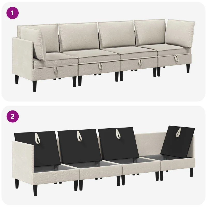 Svetainės baldų komplektas 4 pcs Avižinė Audinys
