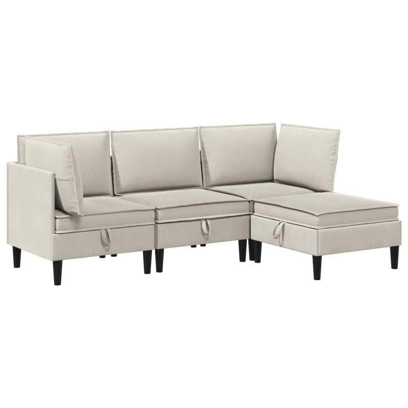 Svetainės baldų komplektas 4 pcs Avižinė Audinys