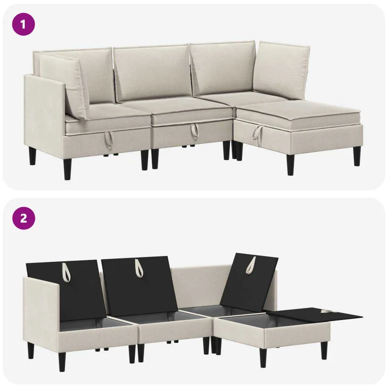 Svetainės baldų komplektas 4 pcs Avižinė Audinys