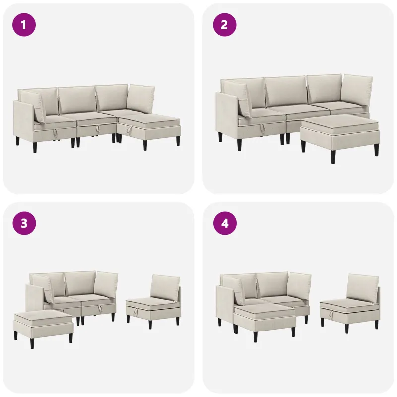 Svetainės baldų komplektas 4 pcs Avižinė Audinys