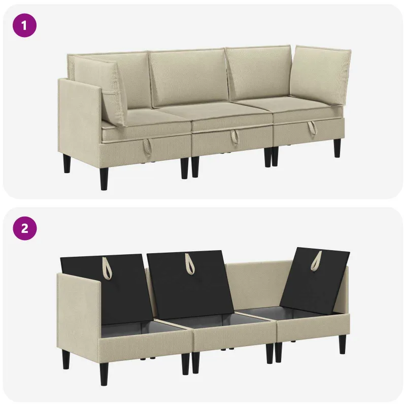 Svetainės baldų komplektas 3 pcs Smėlio Audinys