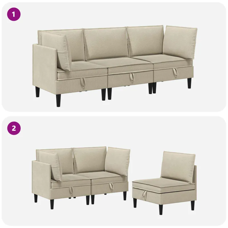 Svetainės baldų komplektas 3 pcs Smėlio Audinys