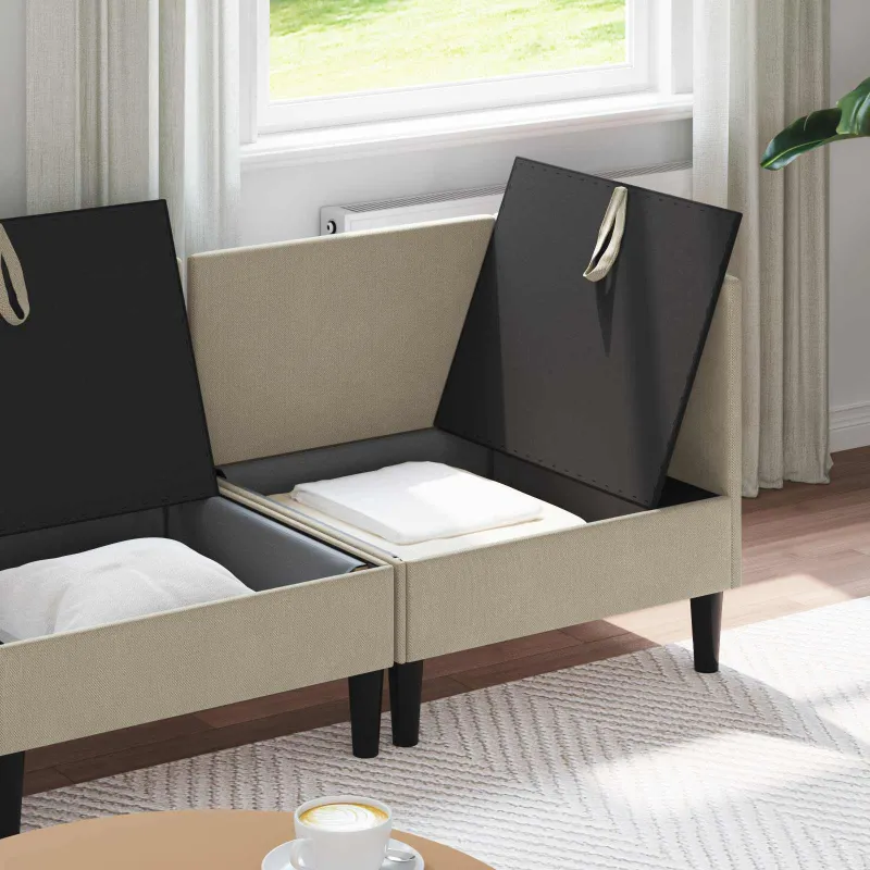 Svetainės baldų komplektas 4 pcs Smėlio Audinys