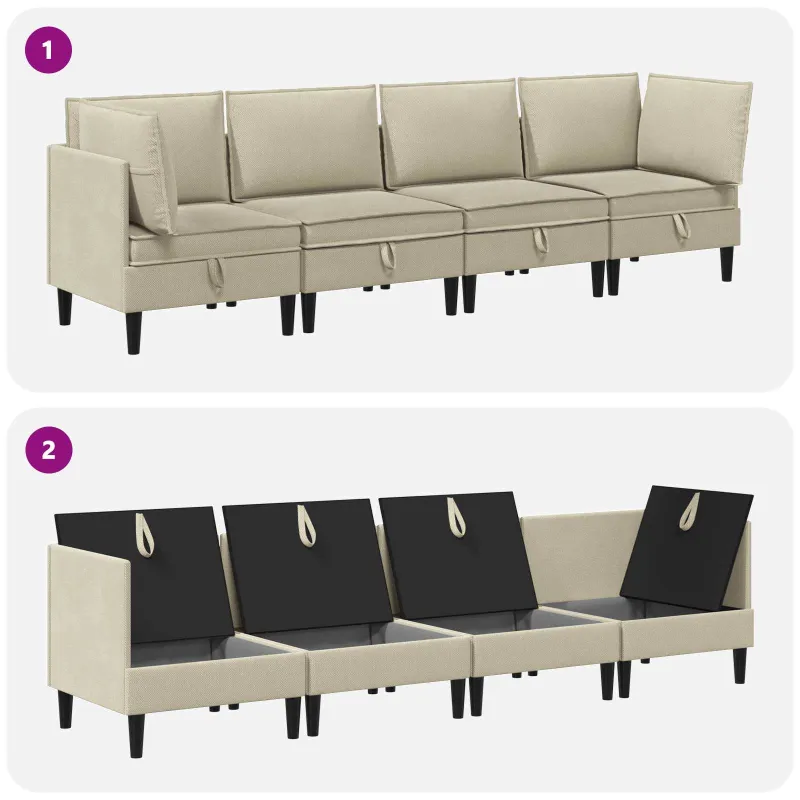 Svetainės baldų komplektas 4 pcs Smėlio Audinys