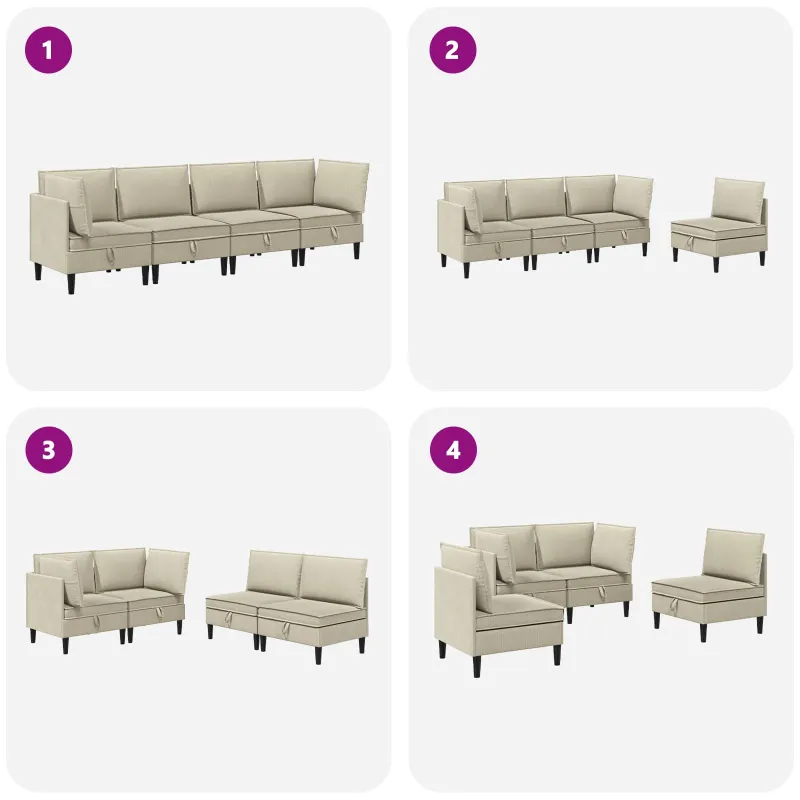 Svetainės baldų komplektas 4 pcs Smėlio Audinys