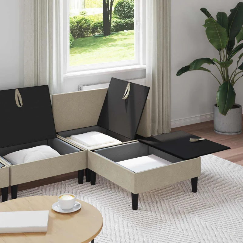 Svetainės baldų komplektas 4 pcs Smėlio Audinys
