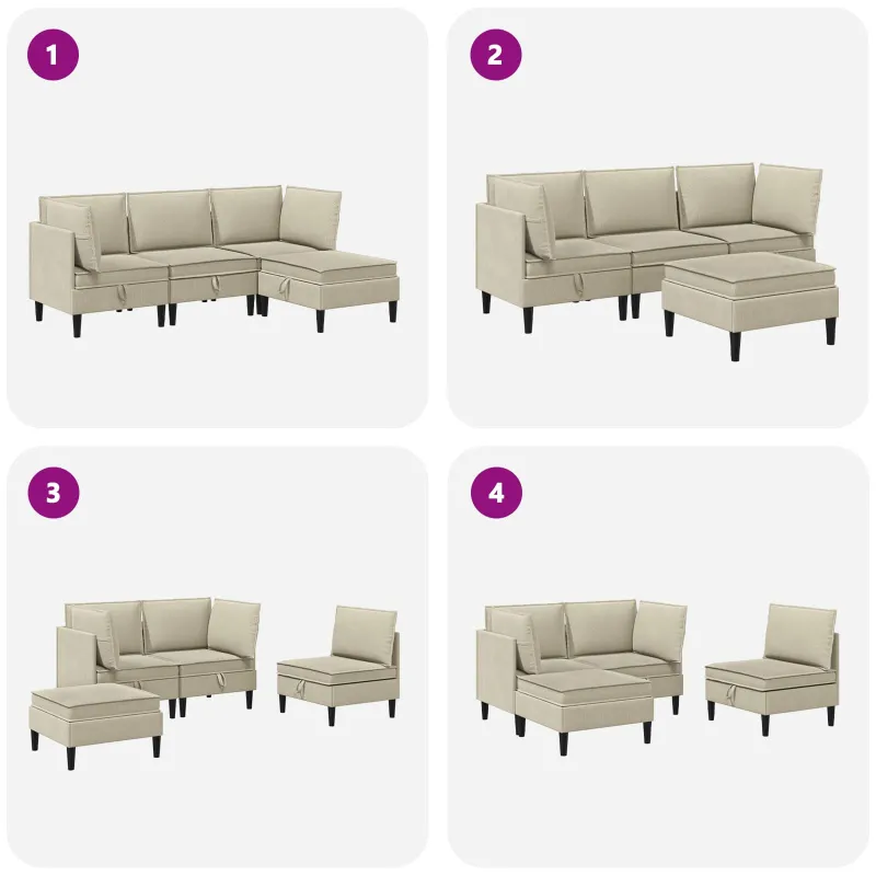 Svetainės baldų komplektas 4 pcs Smėlio Audinys