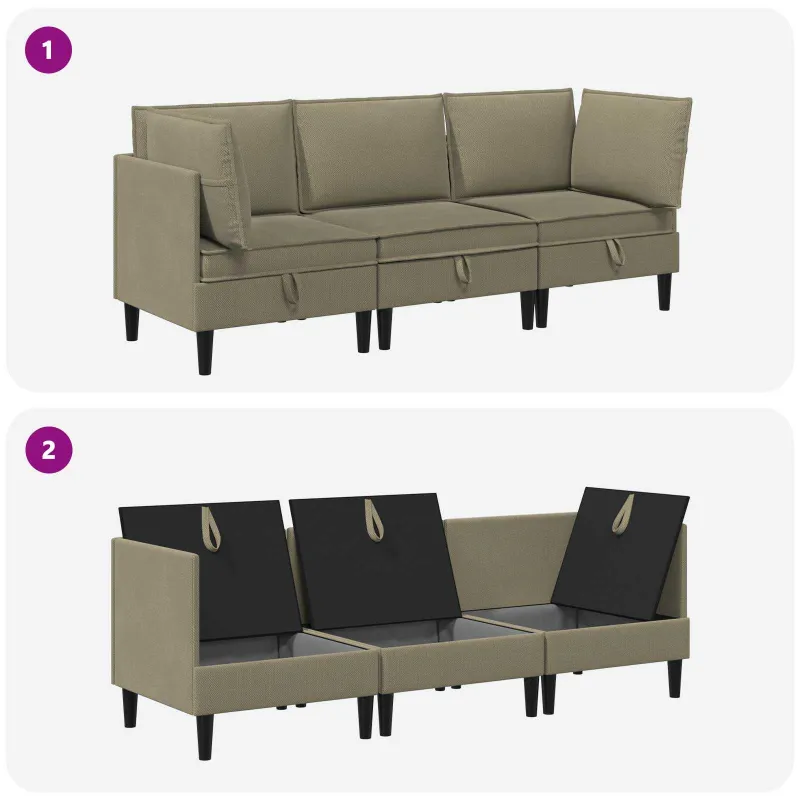 Svetainės baldų komplektas 3 pcs Chaki Audinys