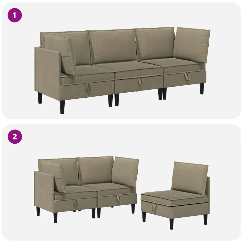 Svetainės baldų komplektas 3 pcs Chaki Audinys