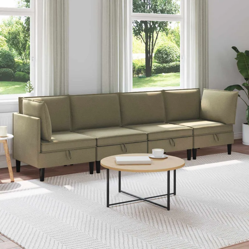 Svetainės baldų komplektas 4 pcs Chaki Audinys