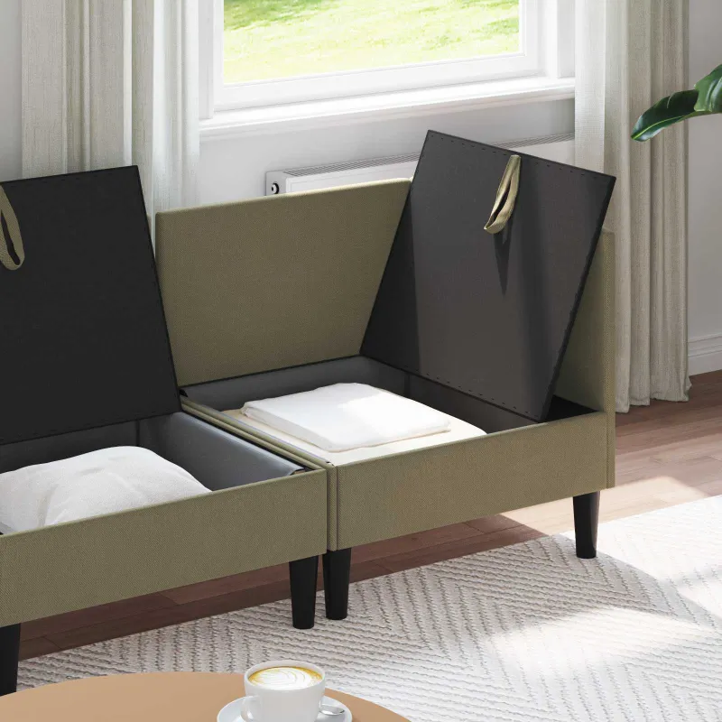 Svetainės baldų komplektas 4 pcs Chaki Audinys