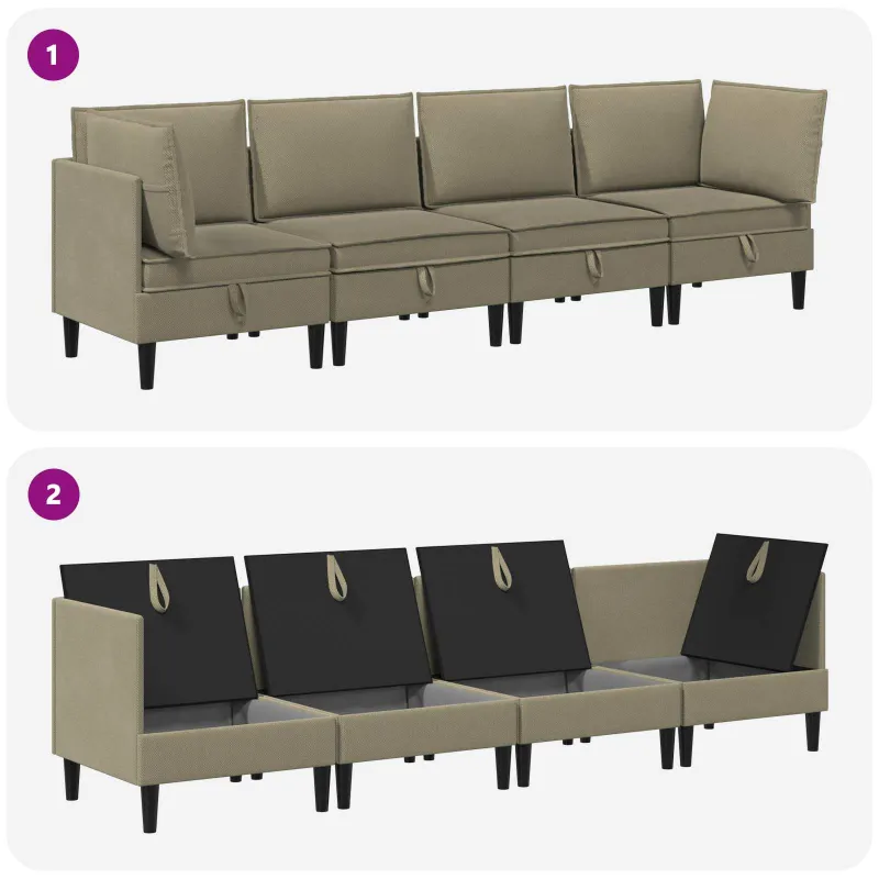 Svetainės baldų komplektas 4 pcs Chaki Audinys