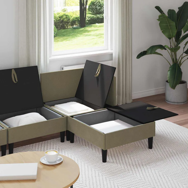 Svetainės baldų komplektas 4 pcs Chaki Audinys