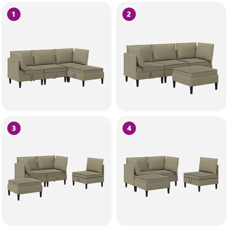Svetainės baldų komplektas 4 pcs Chaki Audinys
