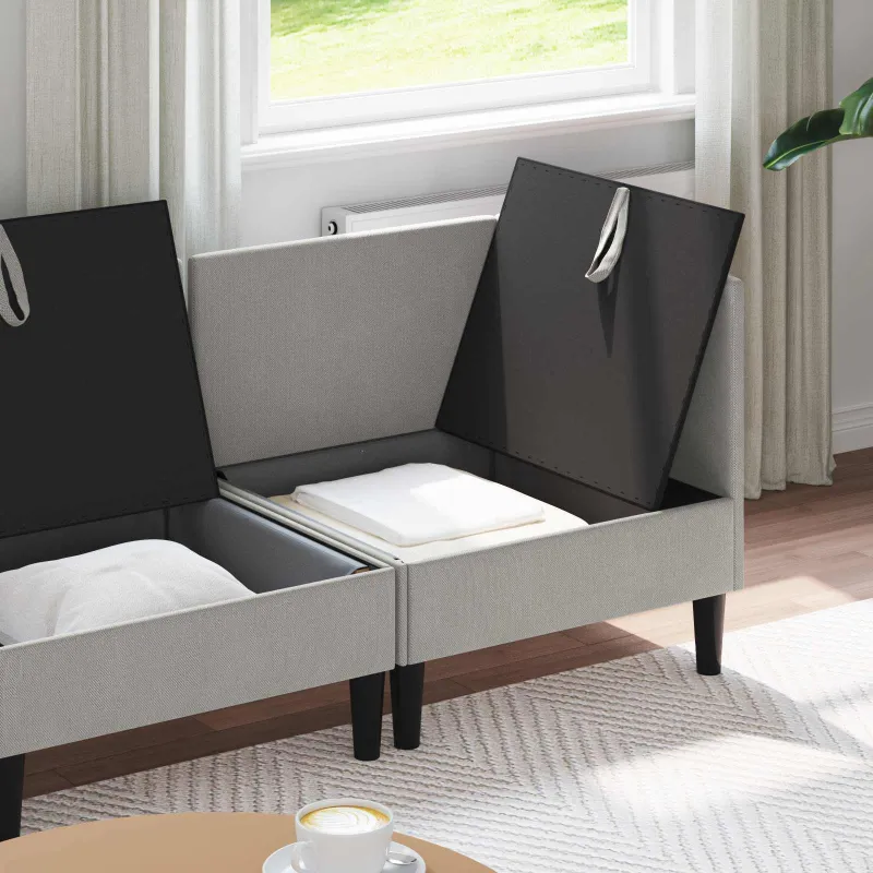 Svetainės baldų komplektas 3 pcs Šviesiai pilka Audinys