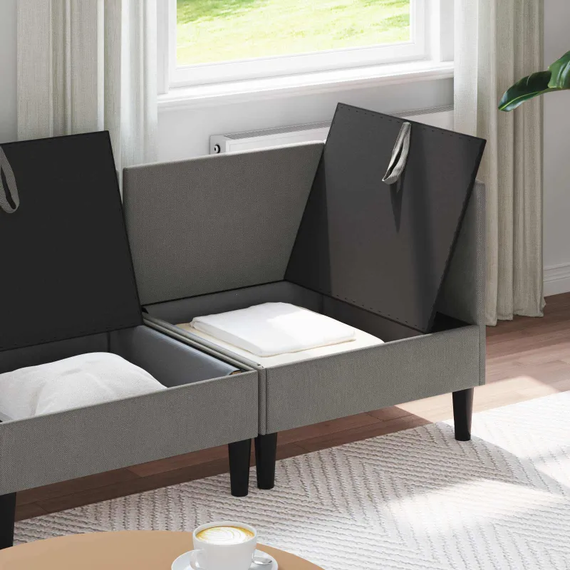Svetainės baldų komplektas 3 pcs Tamsiai pilka Audinys