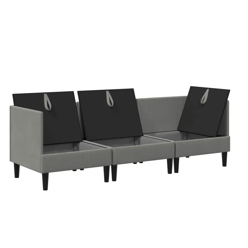 Svetainės baldų komplektas 3 pcs Tamsiai pilka Audinys