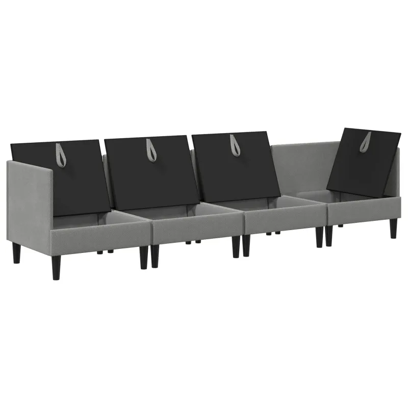 Svetainės baldų komplektas 4 pcs Tamsiai pilka Audinys