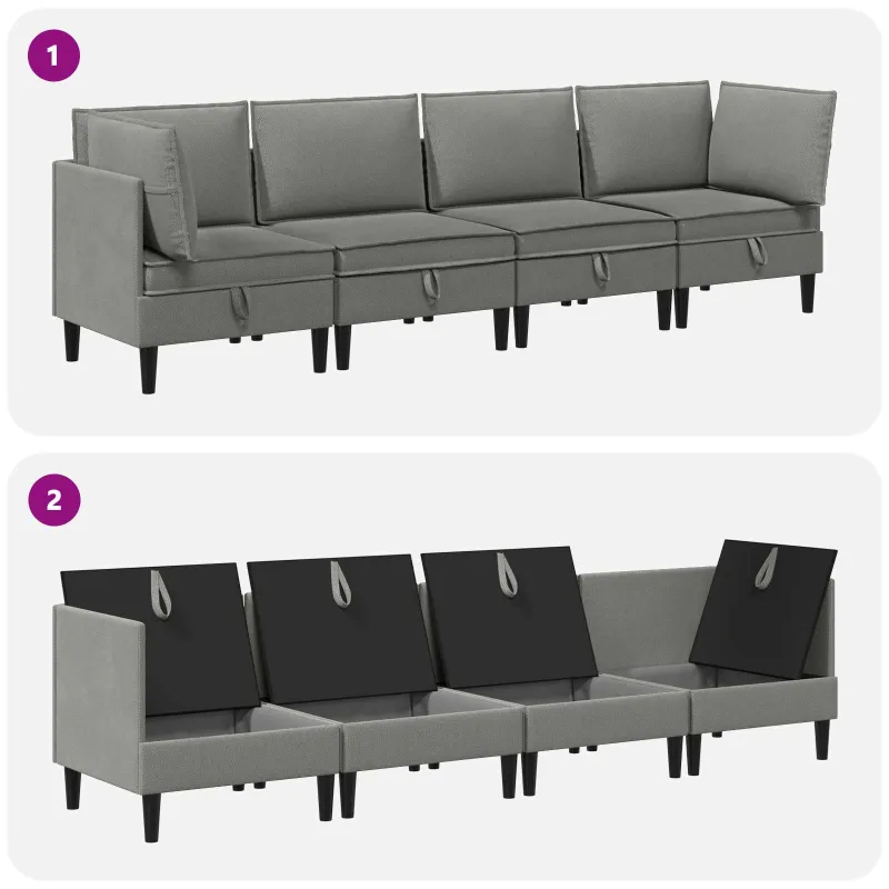 Svetainės baldų komplektas 4 pcs Tamsiai pilka Audinys
