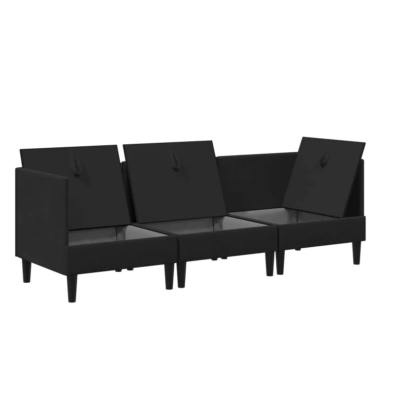 Svetainės baldų komplektas 3 pcs Juoda Audinys