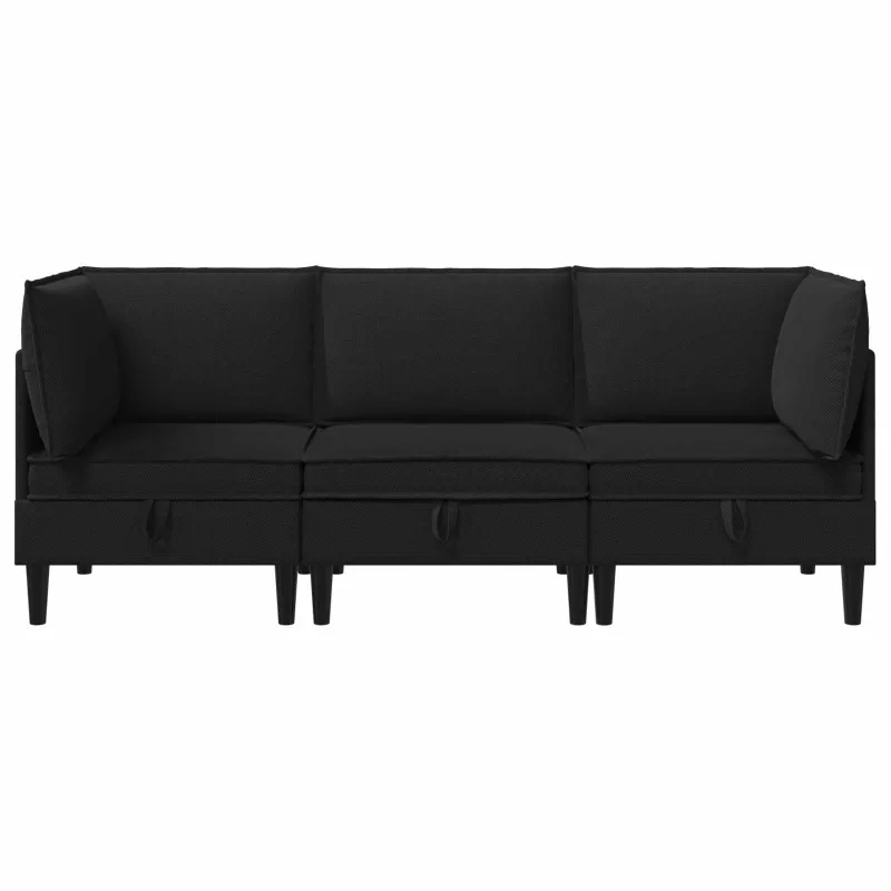 Svetainės baldų komplektas 3 pcs Juoda Audinys