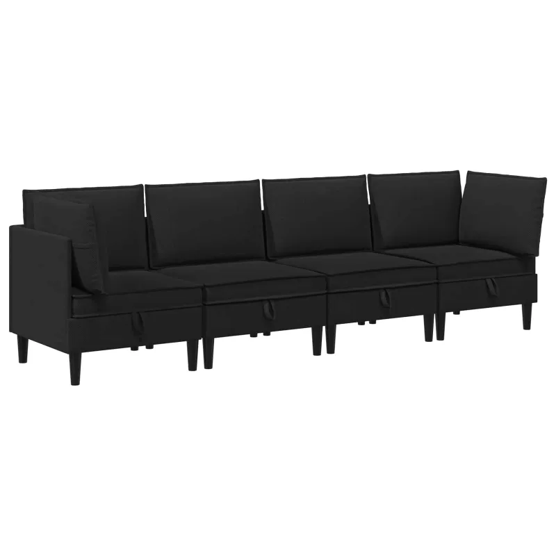 Svetainės baldų komplektas 4 pcs Juoda Audinys