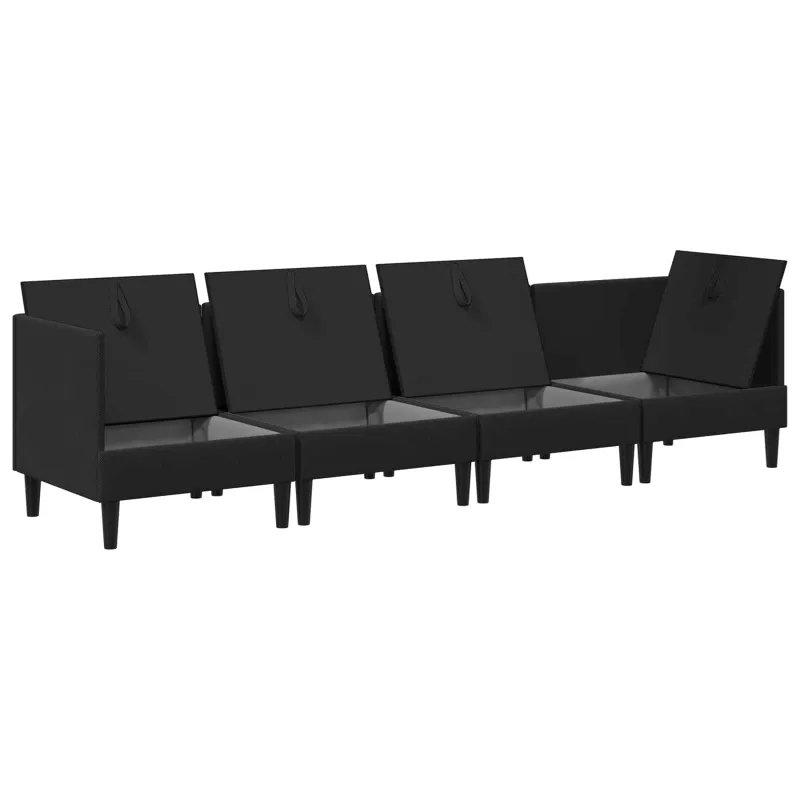 Svetainės baldų komplektas 4 pcs Juoda Audinys