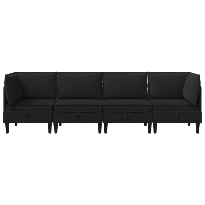 Svetainės baldų komplektas 4 pcs Juoda Audinys