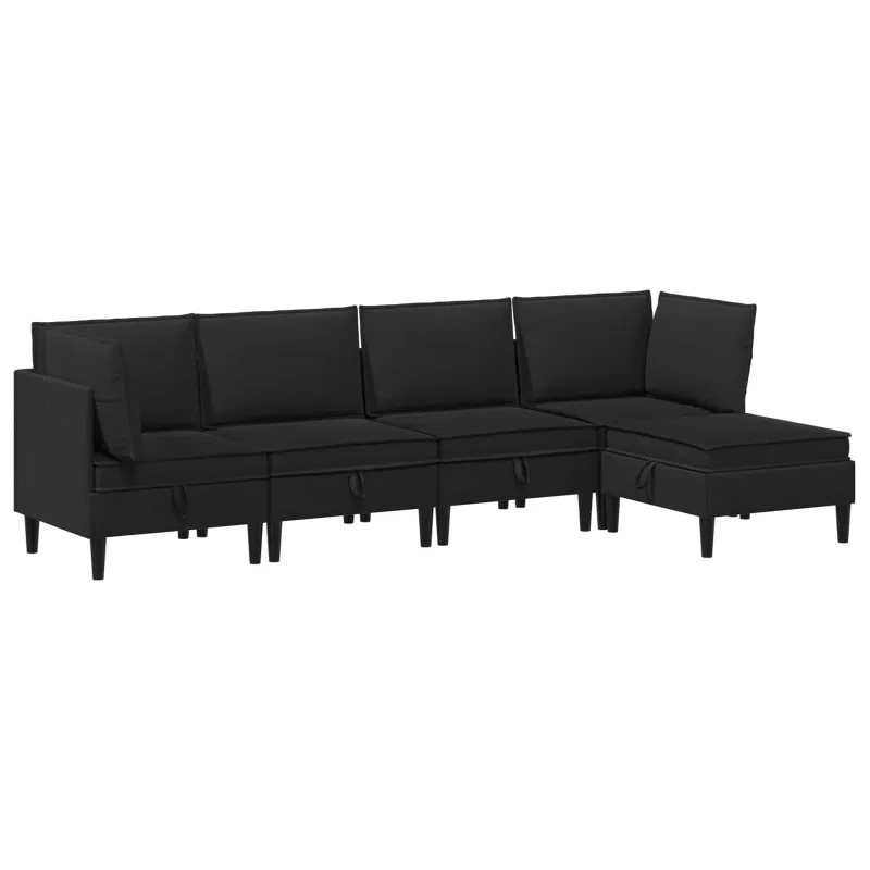 Svetainės baldų komplektas 5 pcs Juoda Audinys