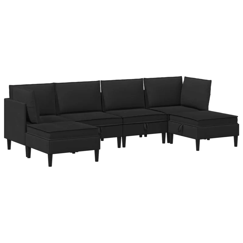 Svetainės baldų komplektas 6 pcs Juoda Audinys