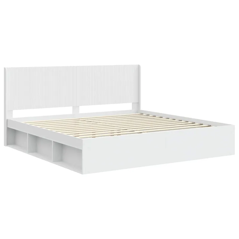 Lovos rėmas su saugojimu ir nugara Balta 200 x 200 cm