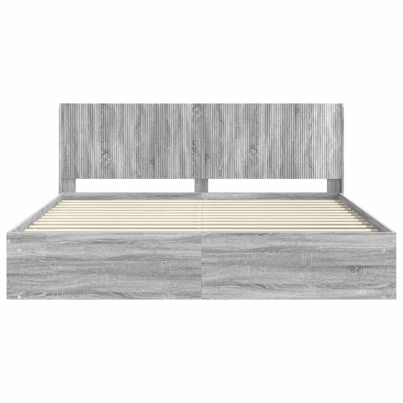 Lovos rėmas su saugojimu ir nugara Pilka Sonoma 200 x 200 cm