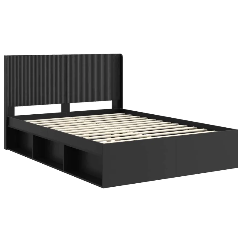 Lovos rėmas su saugojimu ir nugara Juoda 120 x 190 cm