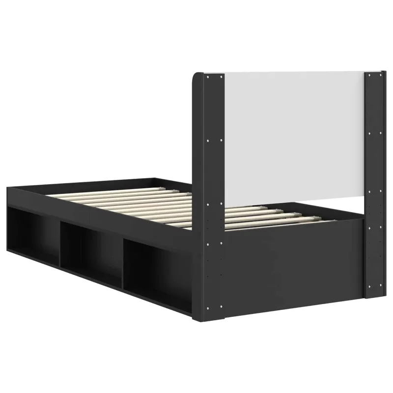 Lovos rėmas su saugojimu ir nugara Juoda 100 x 200 cm